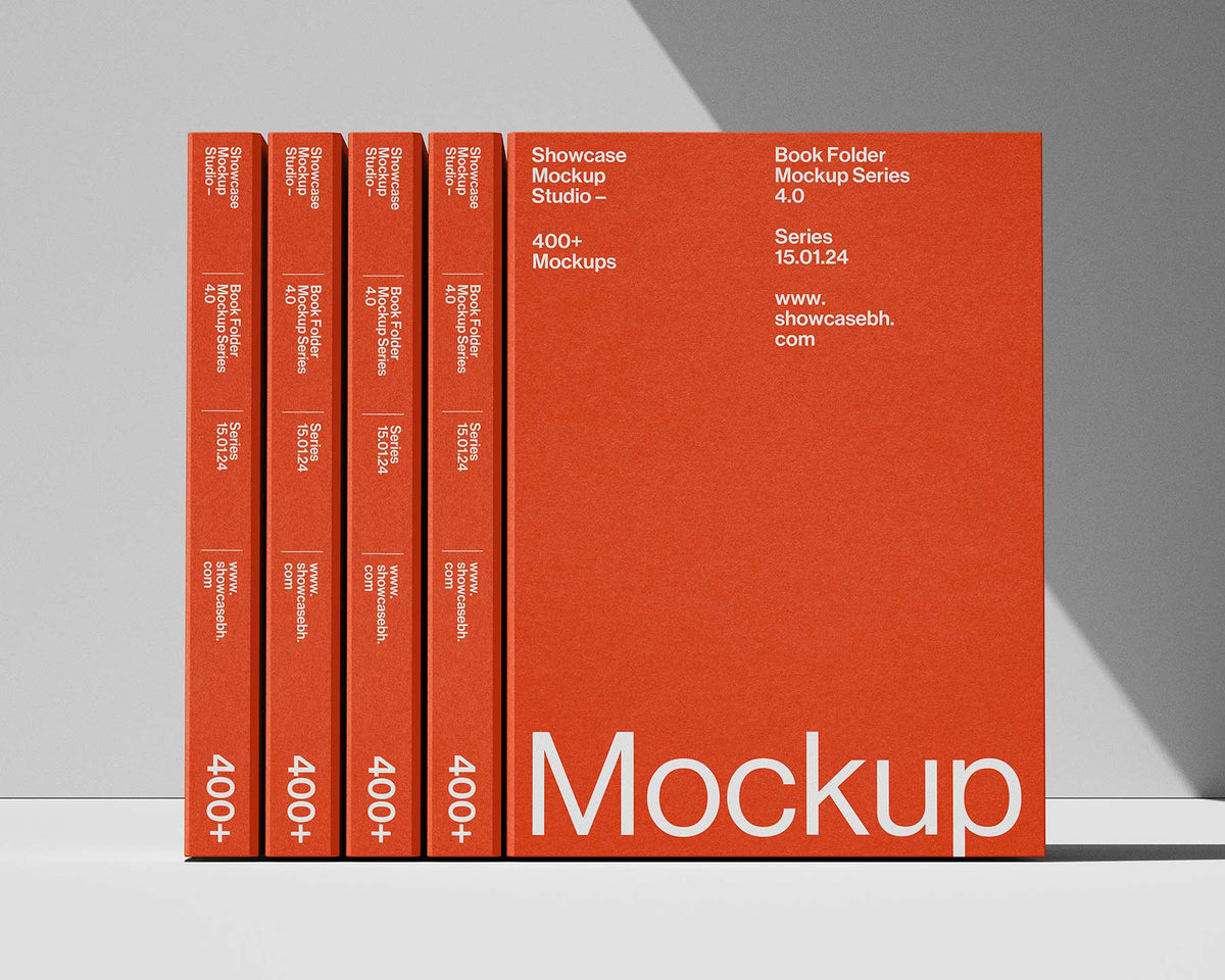 BF4_Book Folder Mockup Bundle – Showcase Mockup Studio