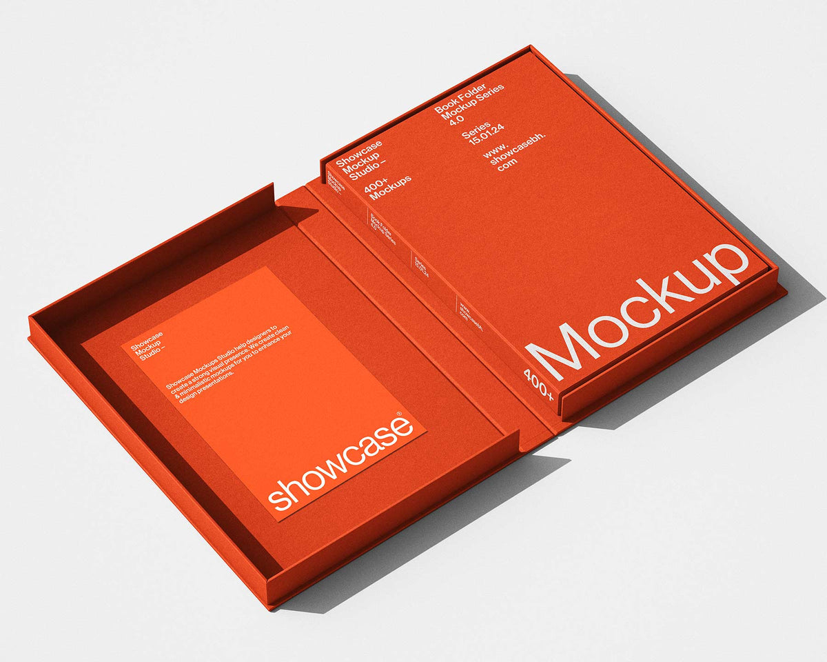 BF4_Book Folder Mockup Bundle – Showcase Mockup Studio