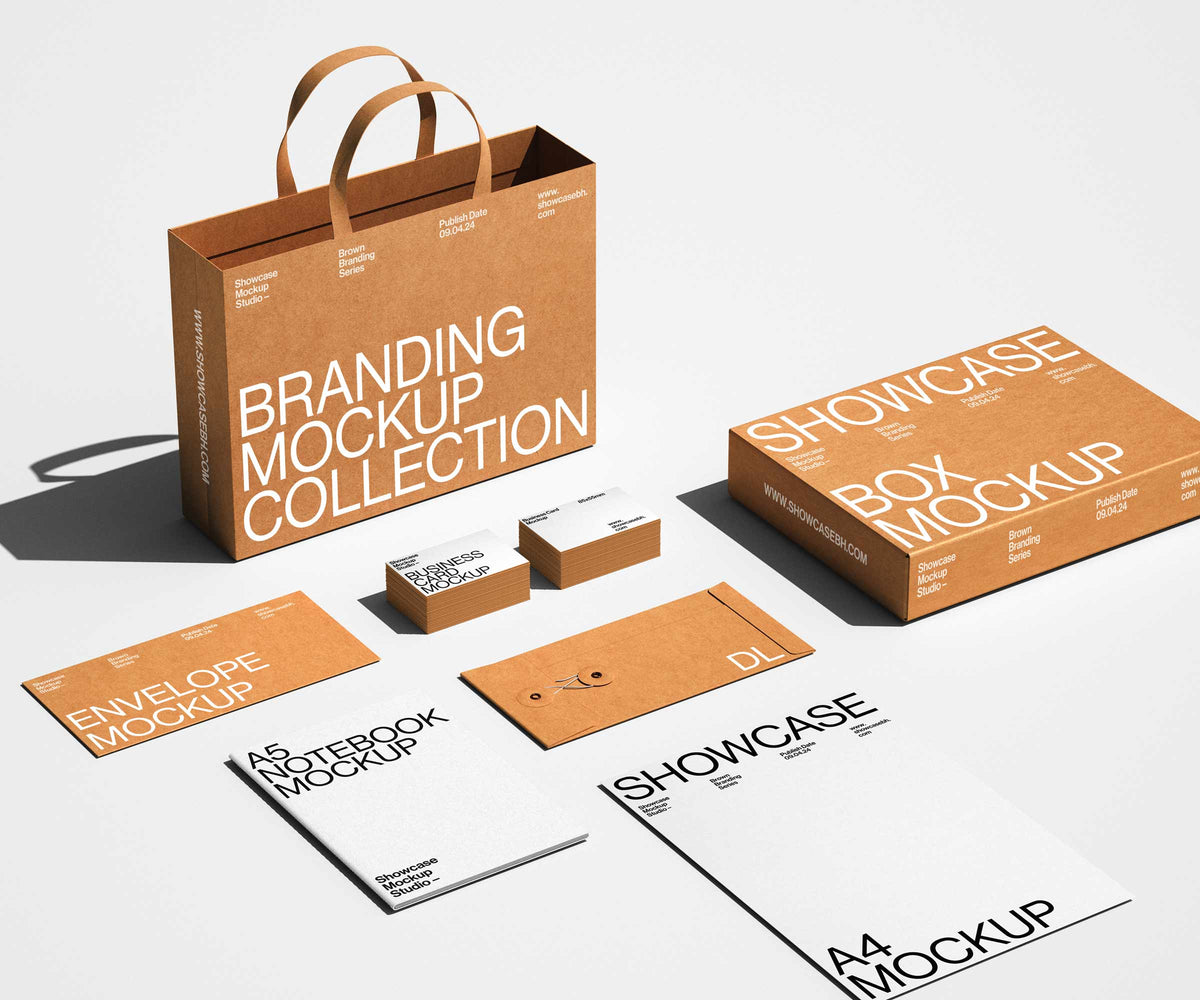 Brown08_Paper Bag Set – Showcase Mockup Studio