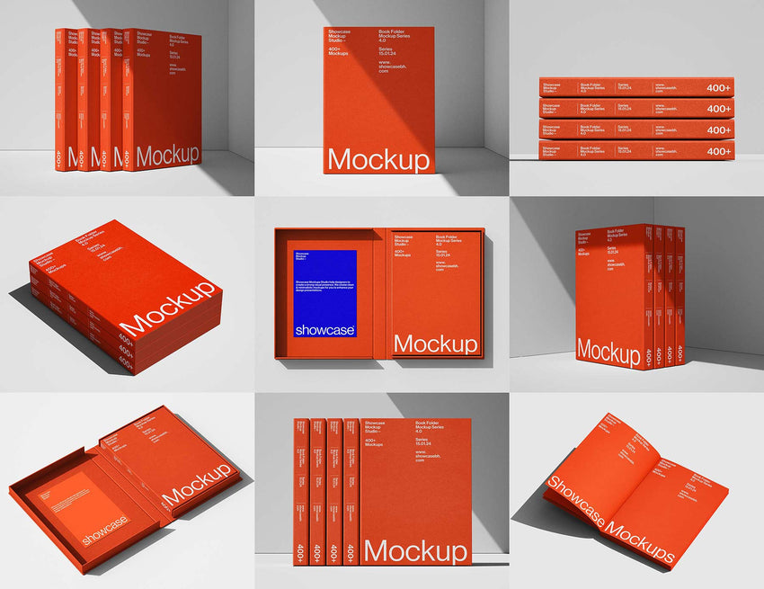 BF4_Book Folder Mockup Bundle – Showcase Mockup Studio
